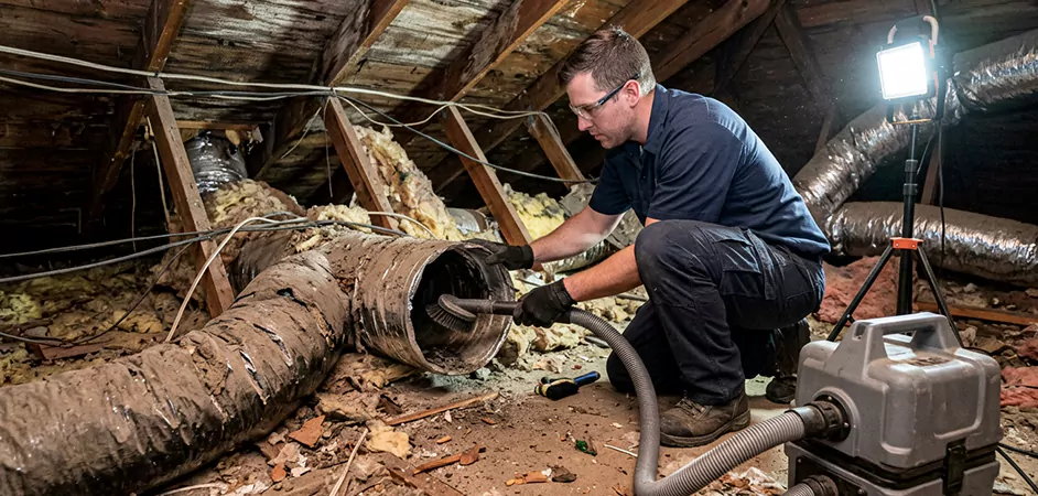 Storm-Damaged Attic Duct Cleaning in Plano