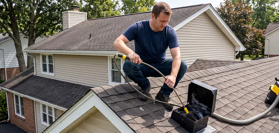 Multi-Story Roof Dryer Vent Cleaning in Plano